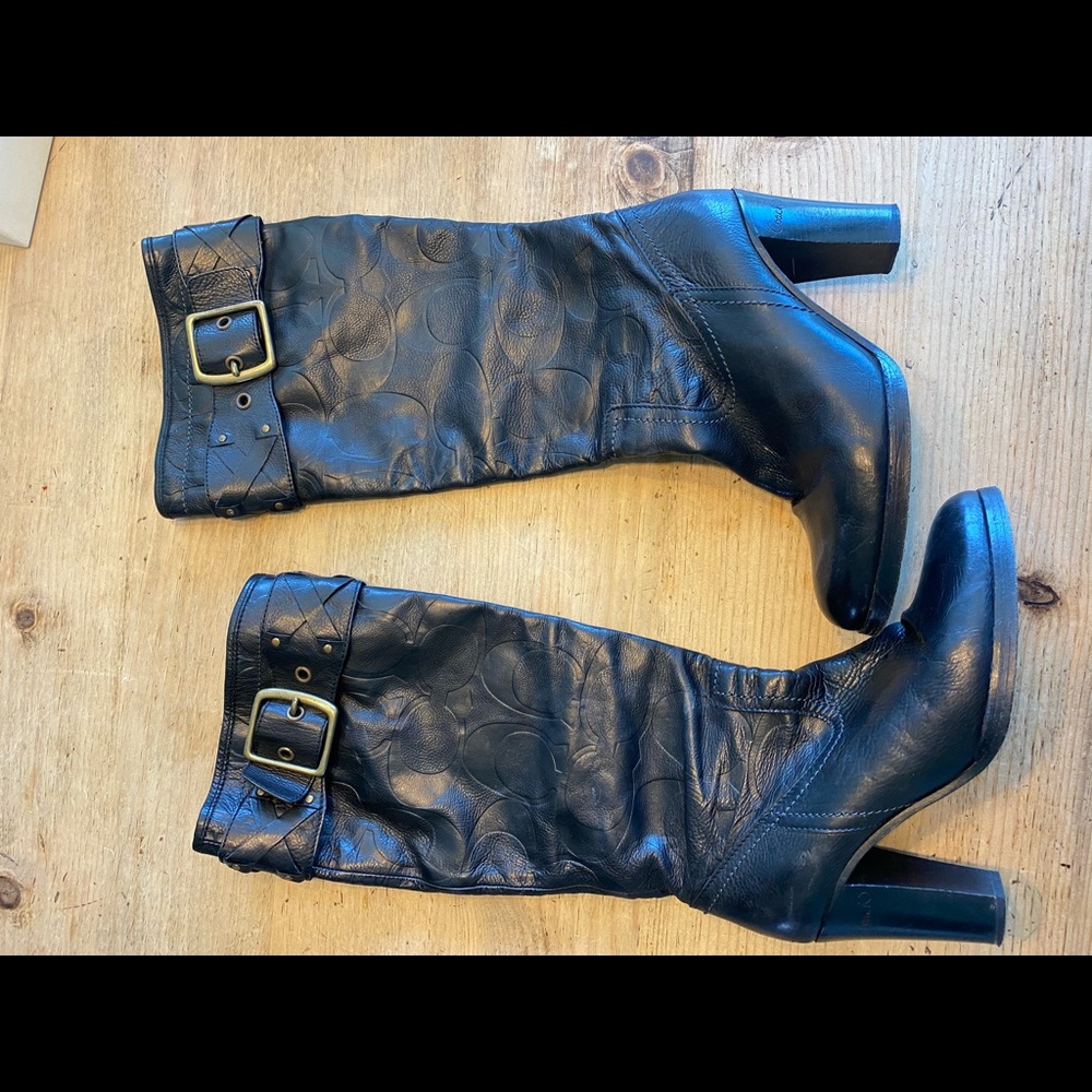Coach, black size 9 leather boots. Gently worn. Great condition.